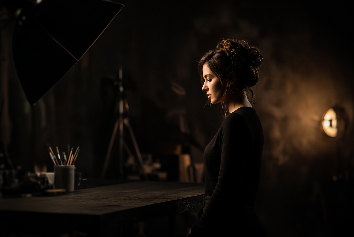 Cinematic photography studio atmosphere